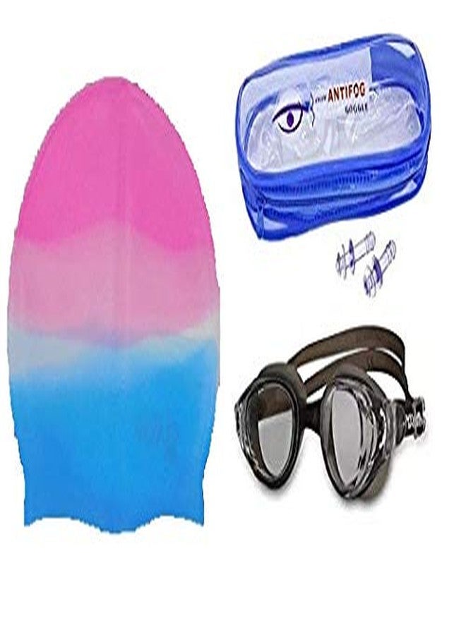 غلان قبعة سباحة من جلان مع نظارات واقية من الأشعة فوق البنفسجية، مثالية للرجال والنساء مع واقي للأذن (مقاسات من M إلى 7) - Image 1